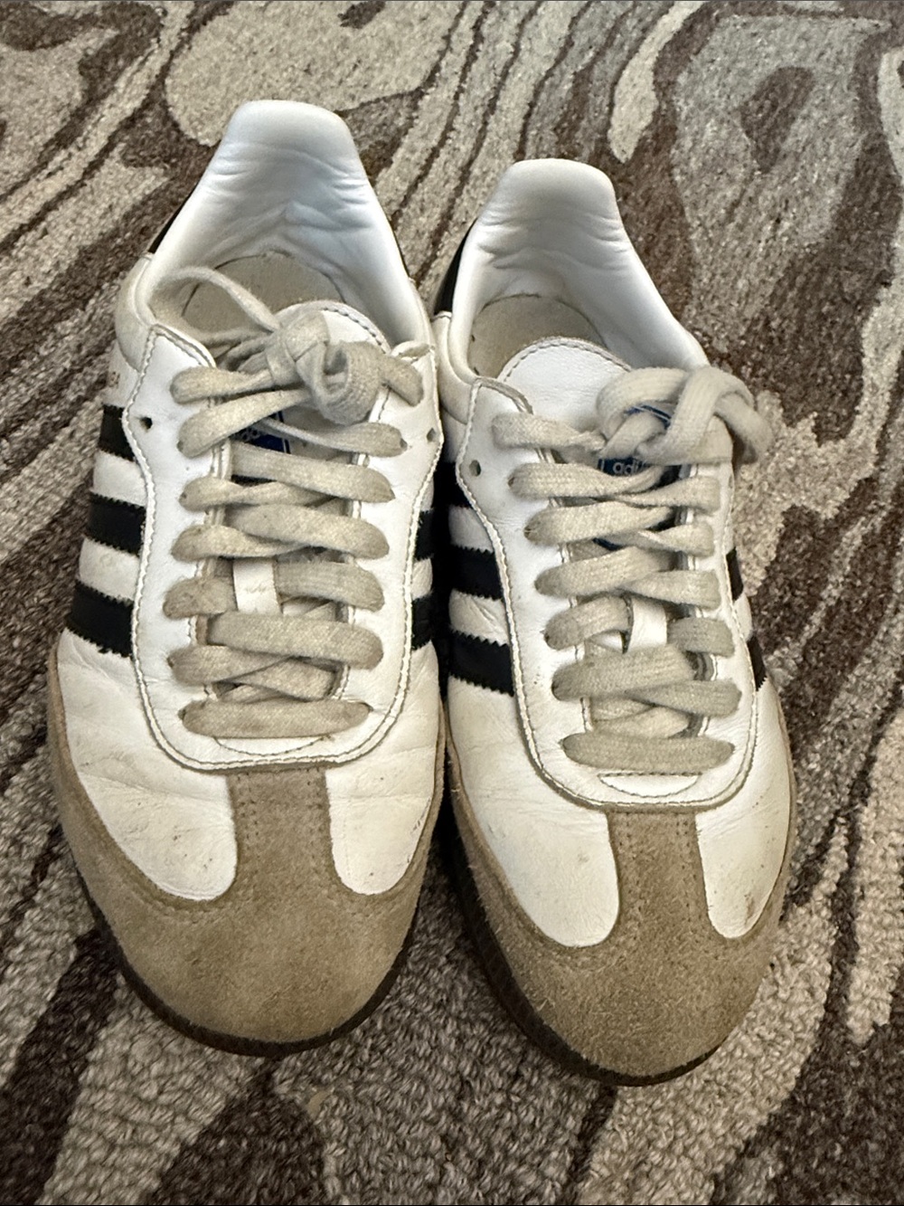 adidas sambas White Sneakers with Black Stripes and Suede Toe
